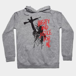 Pro Liberty and Justice For All - Second Amendment 2A Lady Liberty With Raised Firearm Hoodie